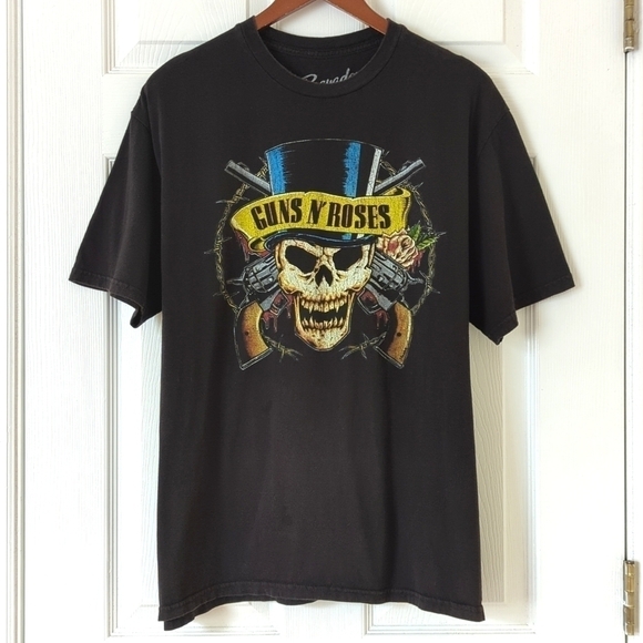 Bravado Tops - Guns N' Roses Skull Logo Graphic Short Sleeve Crewneck Band T-shirt Black XL